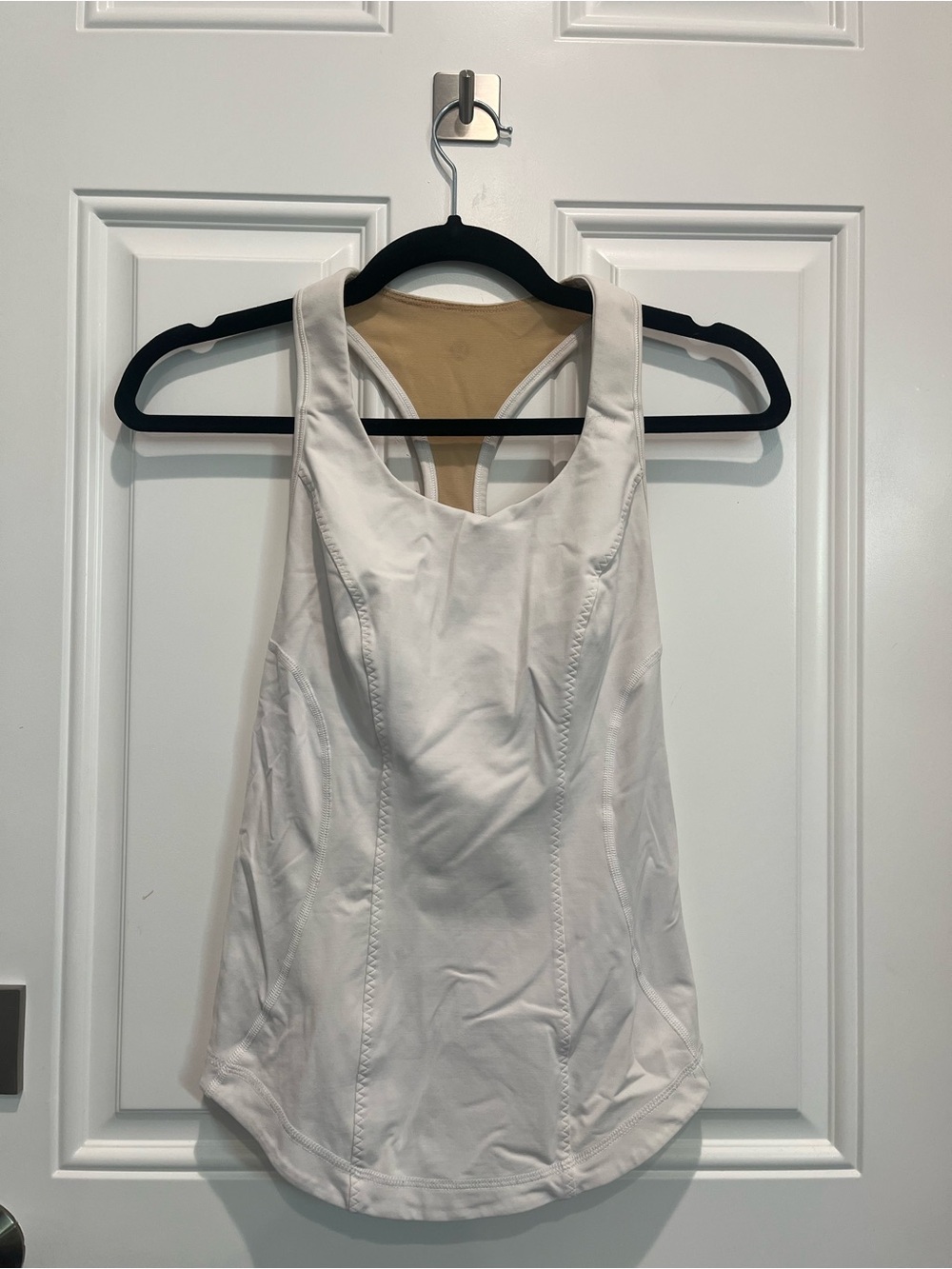 lululemon athletica White Racerback Tank with Tan Lining